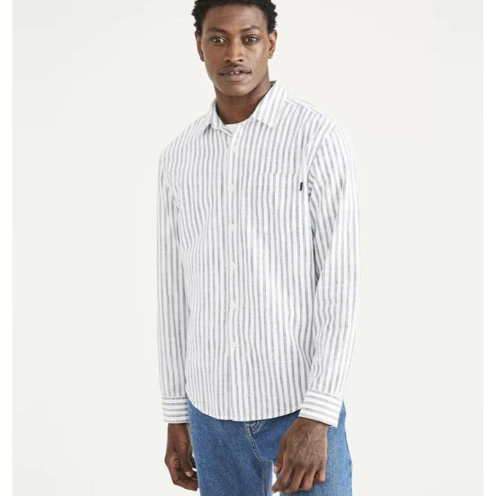 Dockers Regular Fit Washed Poplin Shirt Long Sleeve Button Down NWT
